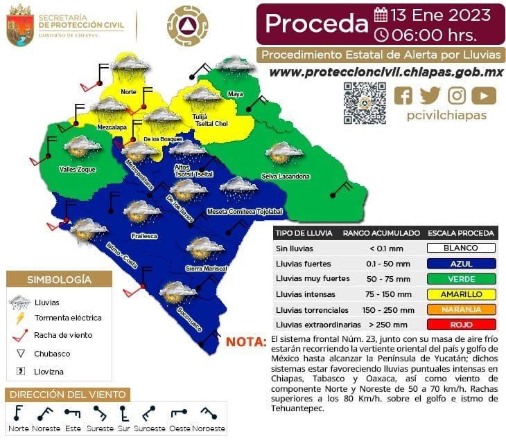 4 regiones con lluvias intensas