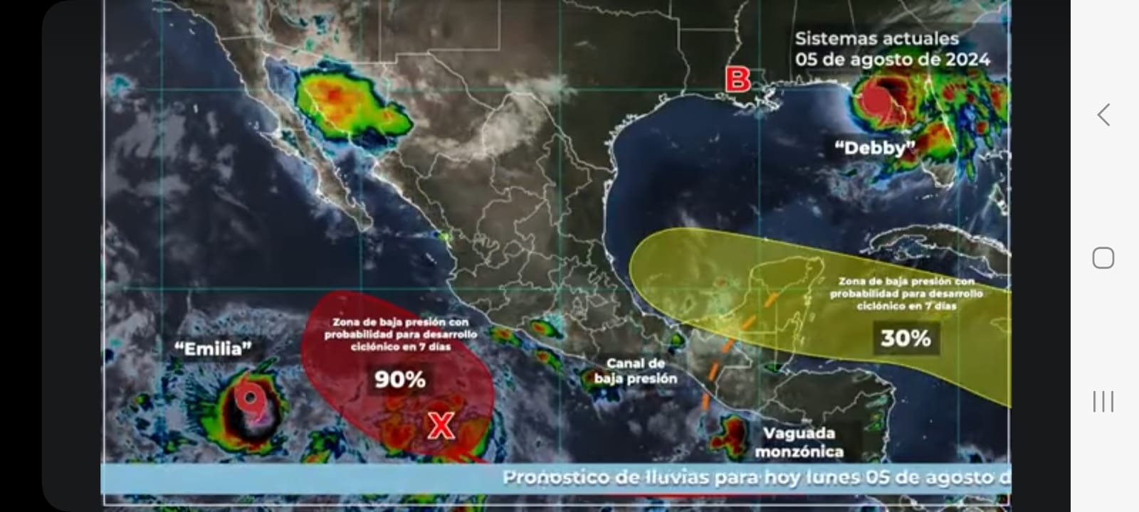 Lluvias fuertes en Chiapas de hasta 75mm