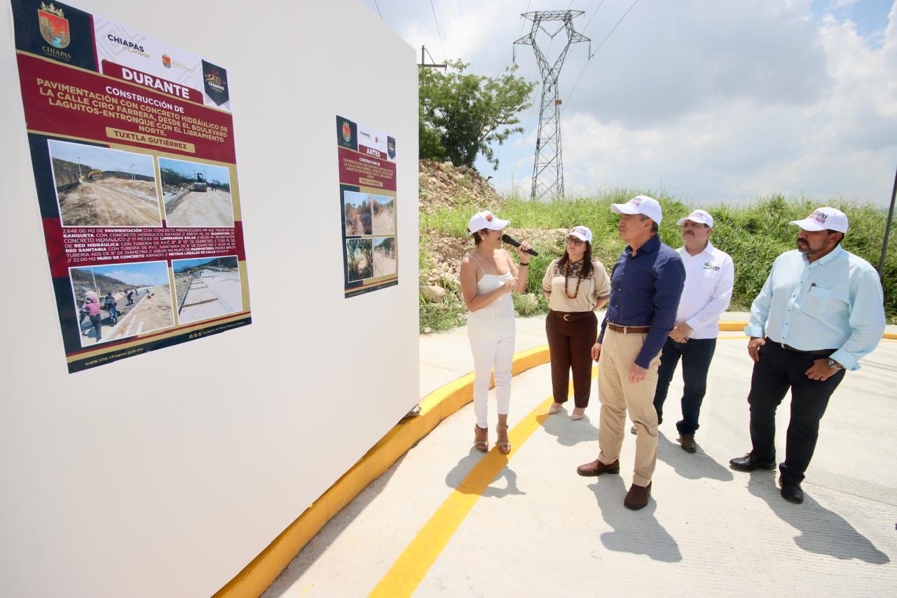 Rutilio Escandón inaugura pavimentación de calle Ciro Farrera, desde bulevar Laguitos hasta entronque con libramiento Norte