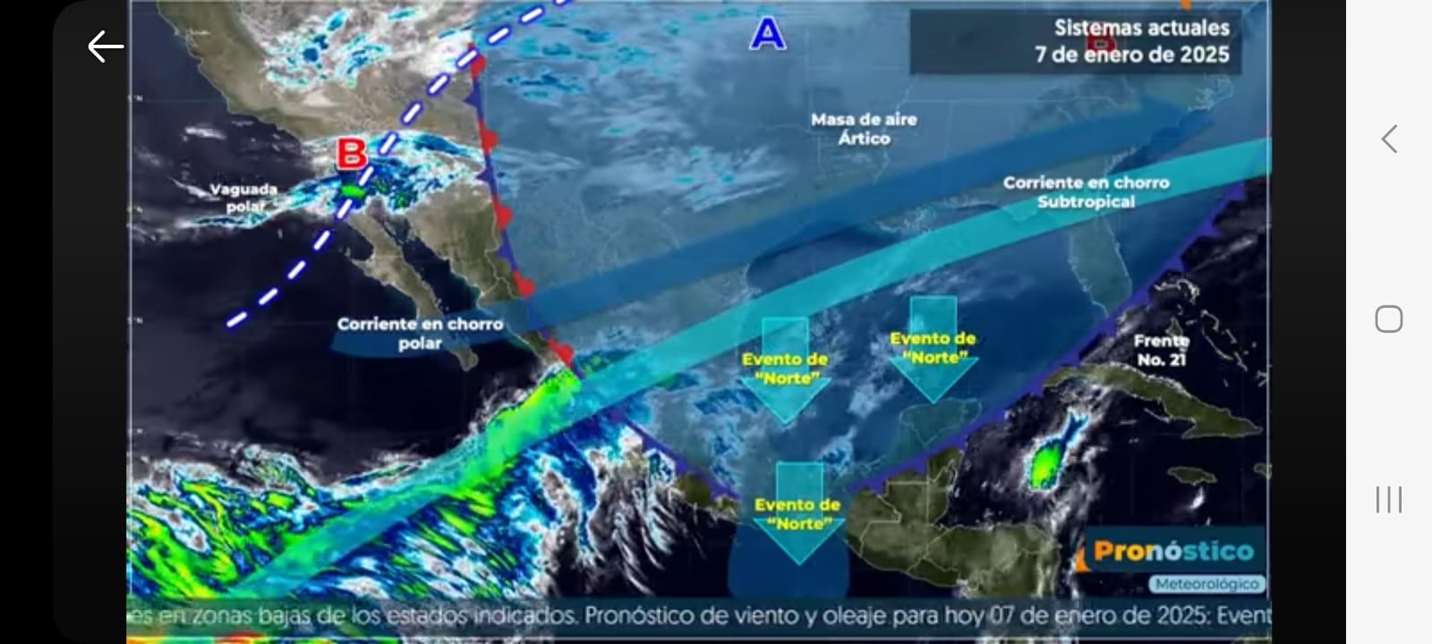 Frente frío 21 podría extenderse al sureste del país