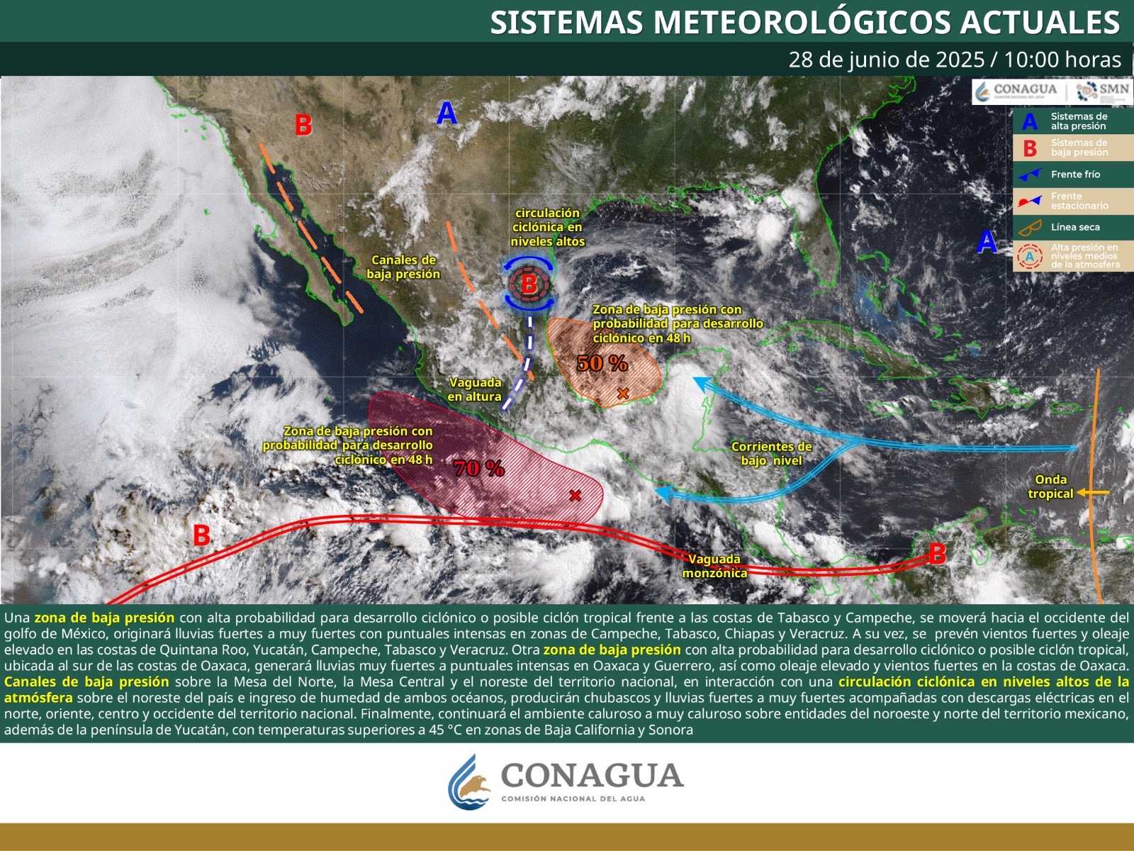 Se mantendrán lluvias en el sureste mexicano  