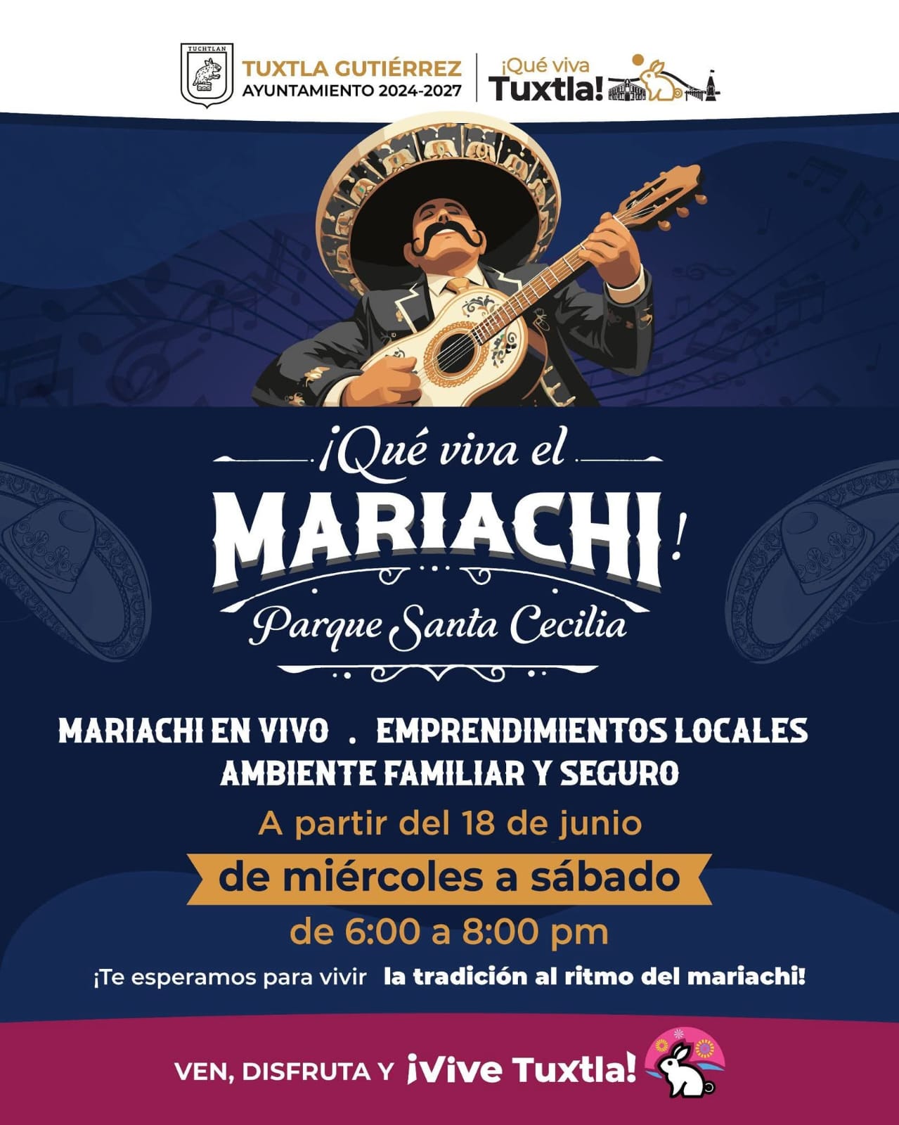 Brillará un parque más en Tuxtla con “¡Qué viva el Mariachi!”