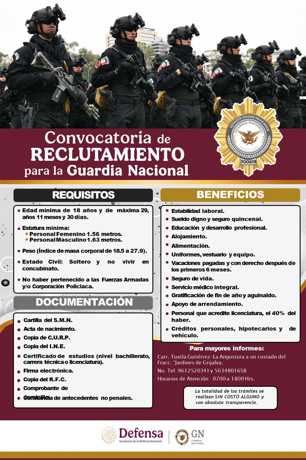 Invitan a jóvenes de Chiapas a unirse a la Guardia Nacional