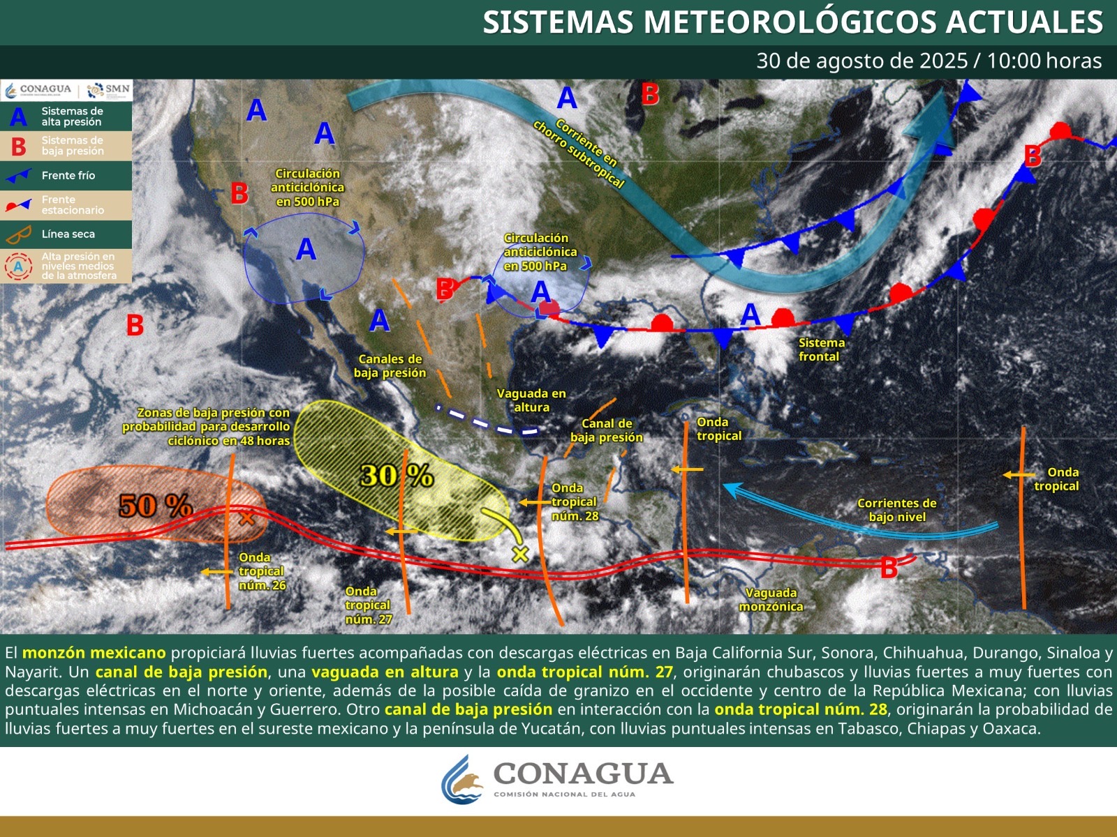 Afectaran dos ondas tropicales en México