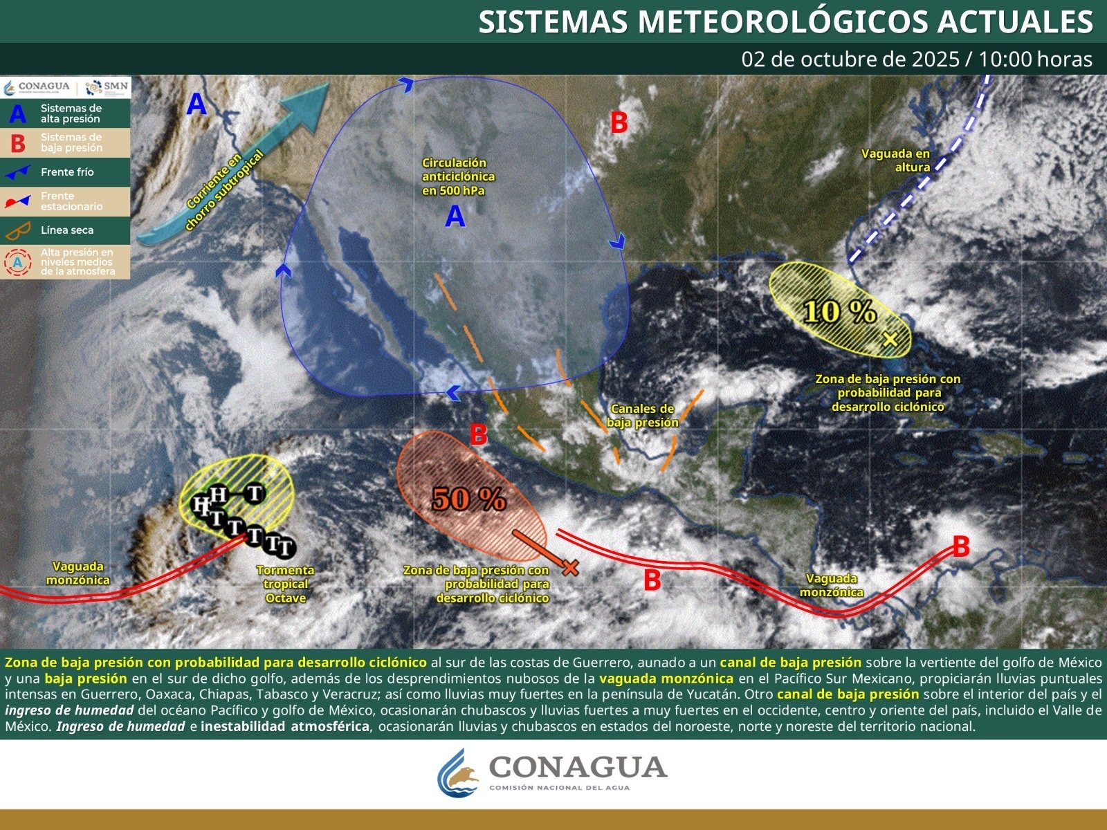 Lluvias intensas para Chiapas y el sureste
