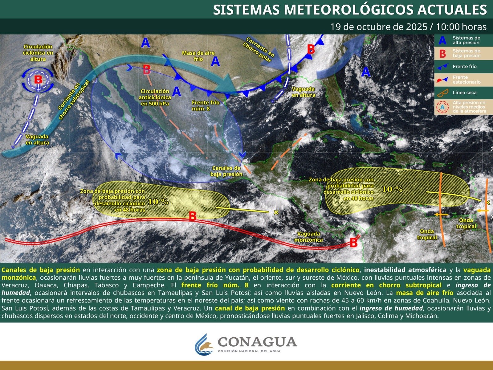 Lluvias muy fuertes para el sureste de México